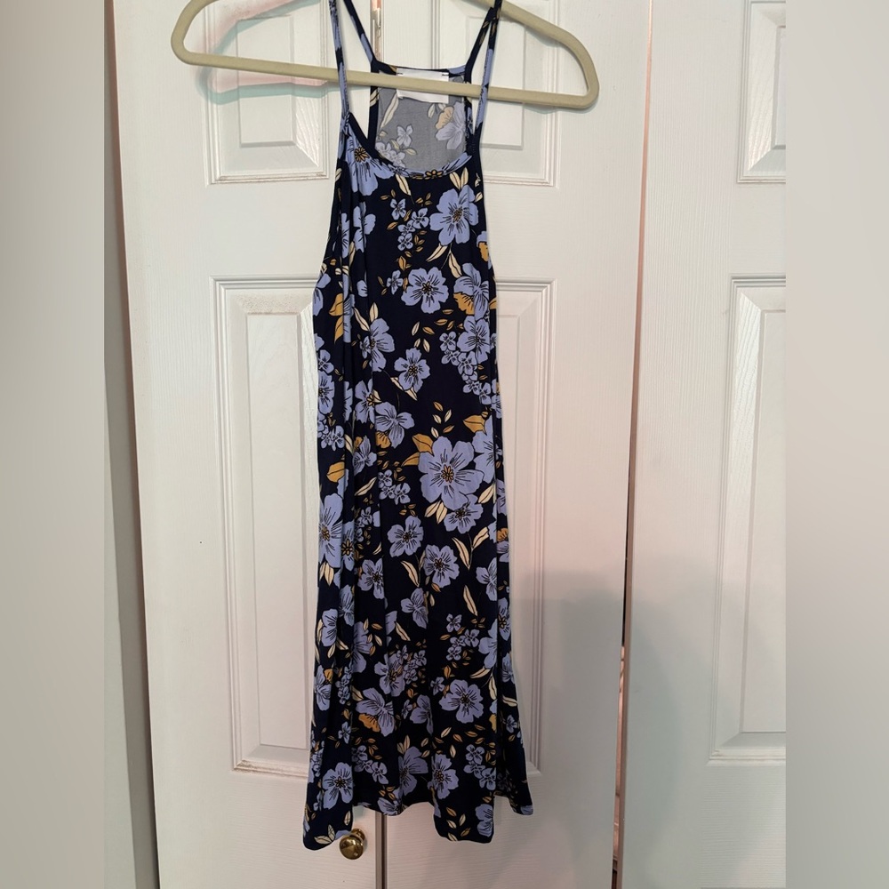 Floral Sleeveless Navy Dress